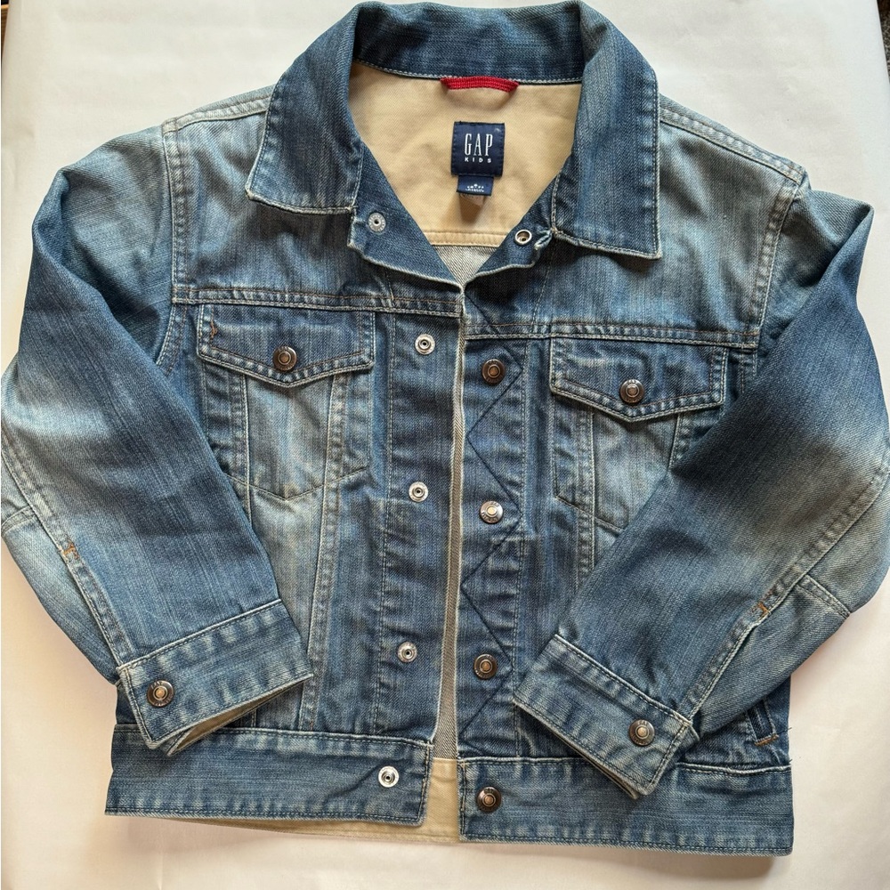 Gap Kids Girls Denim Button Snap Jacket S 6-7